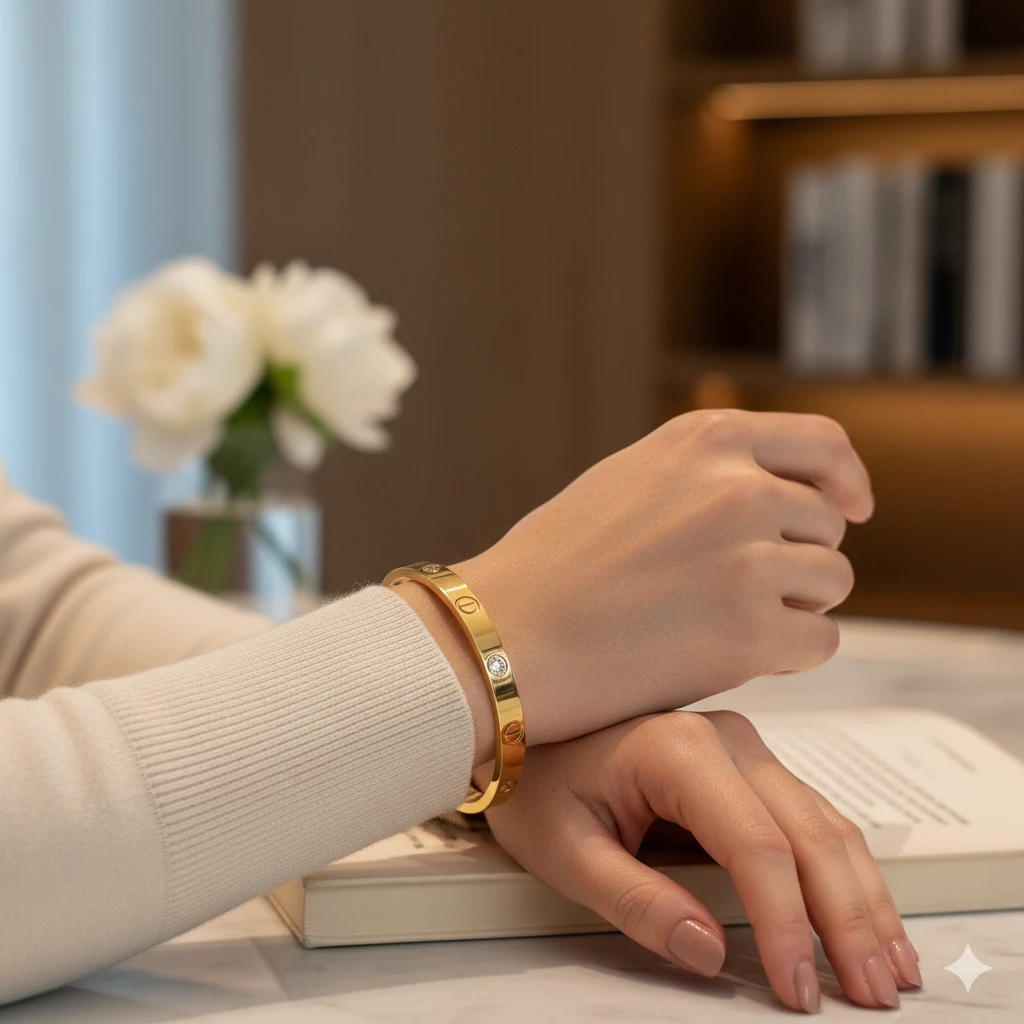 Retro Four-Leaf Clover Zircon Stainless Steel Bracelet